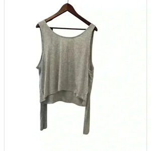 Topshop Women’s New Heather Grey Scoop Tie Back Relaxed Fit Top, Size 12